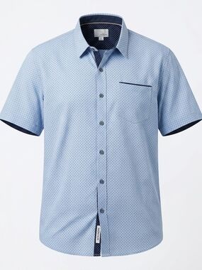 Craft + Flow Men's 2XL Blue Geometric Print Short Sleeve Button Down Shirt